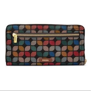 NWT Fossil Logan RFID Zip Around Clutch Wallet